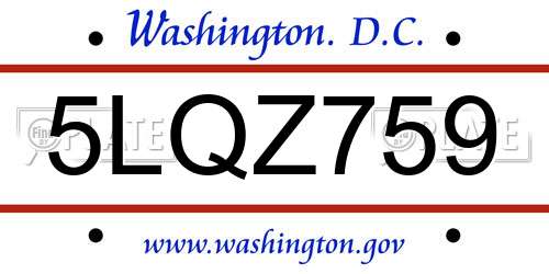 5LQZ759 District Of Columbia License Plate