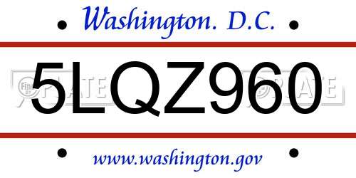 5LQZ960 District Of Columbia License Plate