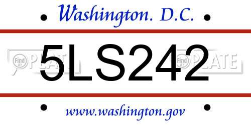 5LS242 District Of Columbia License Plate