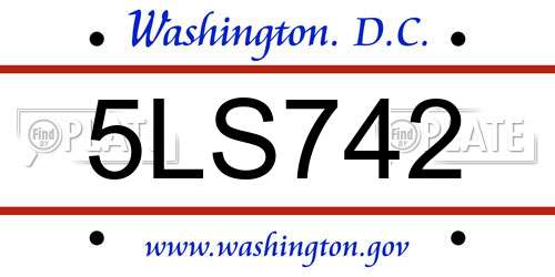 5LS742 District Of Columbia License Plate