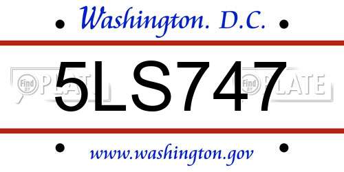 5LS747 District Of Columbia License Plate