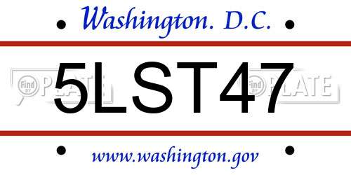 5LST47 District Of Columbia License Plate