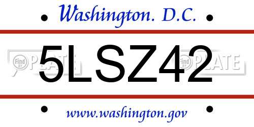 5LSZ42 District Of Columbia License Plate