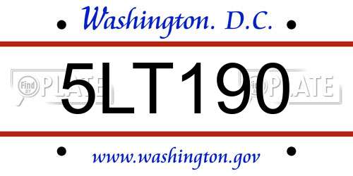 5LT190 District Of Columbia License Plate
