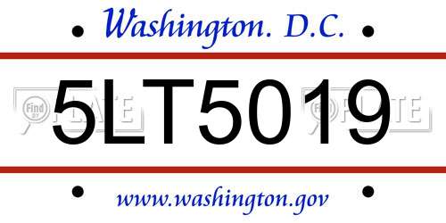 5LT5019 District Of Columbia License Plate
