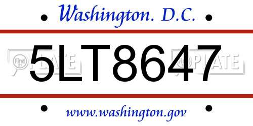 5LT8647 District Of Columbia License Plate