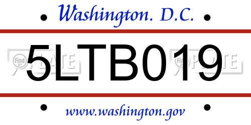 5LTB019 District Of Columbia License Plate
