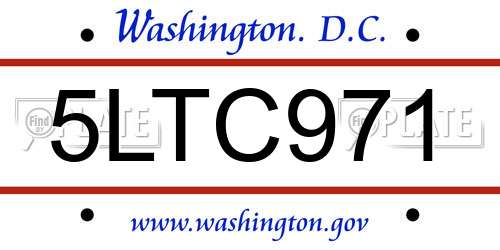 5LTC971 District Of Columbia License Plate