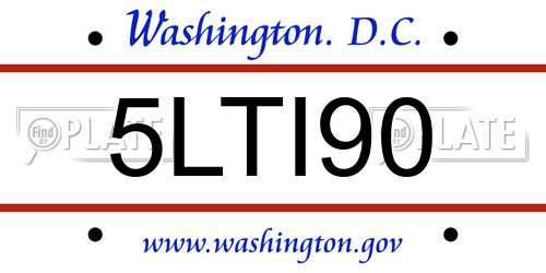 5LTI90 District Of Columbia License Plate