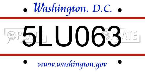 5LU063 District Of Columbia License Plate