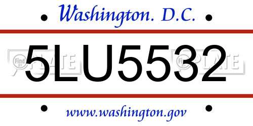5LU5532 District Of Columbia License Plate