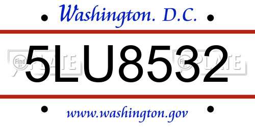 5LU8532 District Of Columbia License Plate