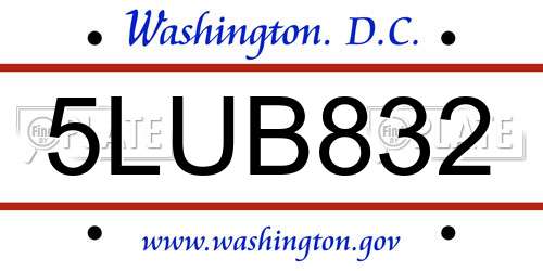 5LUB832 District Of Columbia License Plate