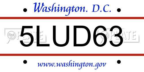 5LUD63 District Of Columbia License Plate