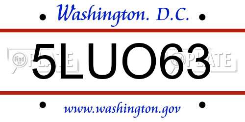 5LUO63 District Of Columbia License Plate