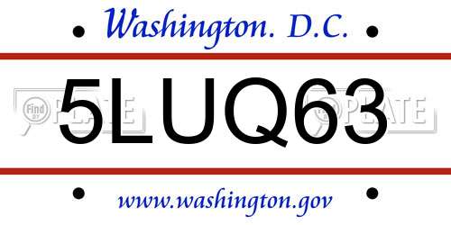5LUQ63 District Of Columbia License Plate