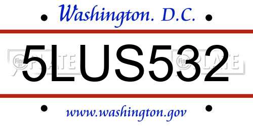 5LUS532 District Of Columbia License Plate