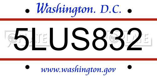 5LUS832 District Of Columbia License Plate