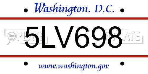 5LV698 District Of Columbia License Plate