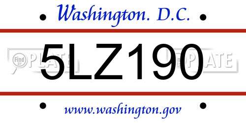 5LZ190 District Of Columbia License Plate