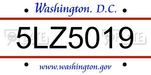 5LZ5019 District Of Columbia License Plate