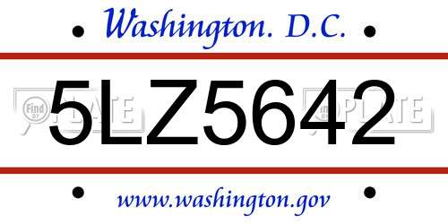 5LZ5642 District Of Columbia License Plate