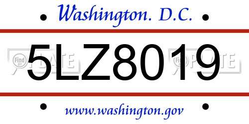 5LZ8019 District Of Columbia License Plate