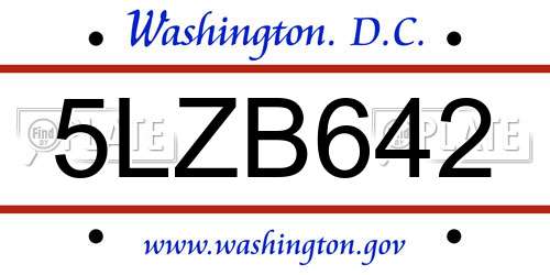 5LZB642 District Of Columbia License Plate