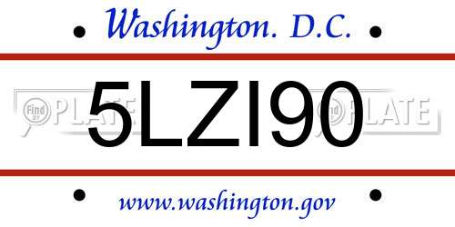 5LZI90 District Of Columbia License Plate