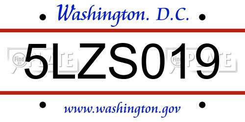 5LZS019 District Of Columbia License Plate