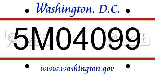 5M04099 District Of Columbia License Plate