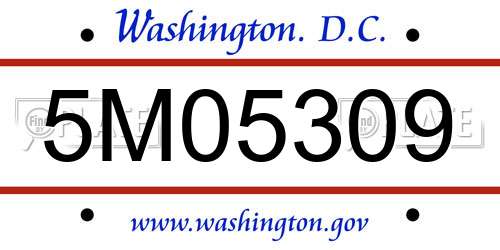 5M05309 District Of Columbia License Plate
