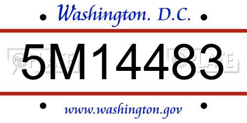 5M14483 District Of Columbia License Plate