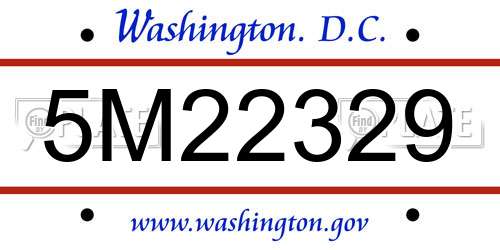 5M22329 District Of Columbia License Plate