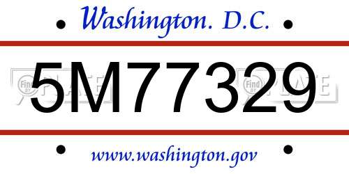5M77329 District Of Columbia License Plate