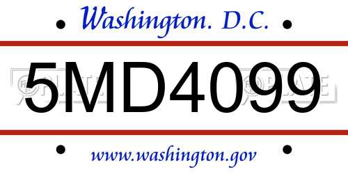 5MD4099 District Of Columbia License Plate