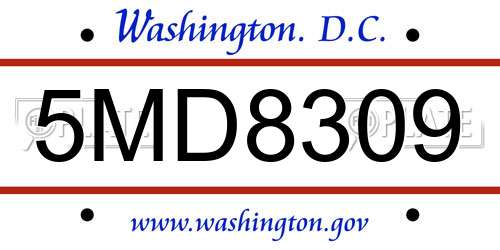 5MD8309 District Of Columbia License Plate