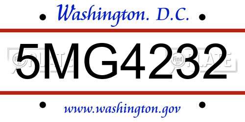 5MG4232 District Of Columbia License Plate