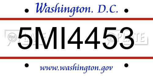 5MI4453 District Of Columbia License Plate