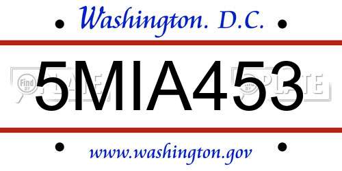5MIA453 District Of Columbia License Plate