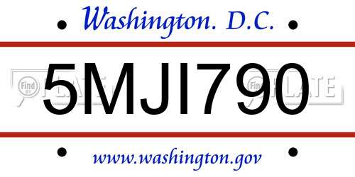 5MJI790 District Of Columbia License Plate