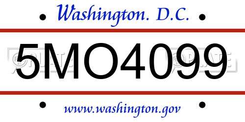 5MO4099 District Of Columbia License Plate