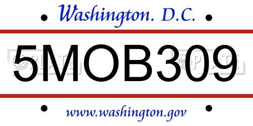 5MOB309 District Of Columbia License Plate