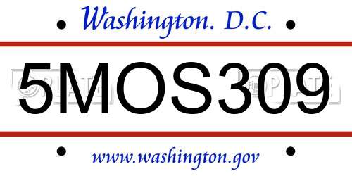 5MOS309 District Of Columbia License Plate
