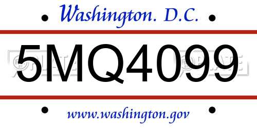5MQ4099 District Of Columbia License Plate