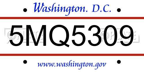5MQ5309 District Of Columbia License Plate
