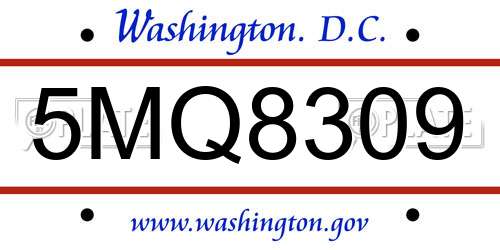 5MQ8309 District Of Columbia License Plate