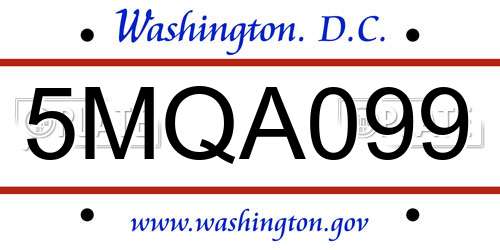 5MQA099 District Of Columbia License Plate