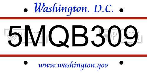 5MQB309 District Of Columbia License Plate