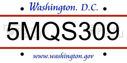 5MQS309 District Of Columbia License Plate